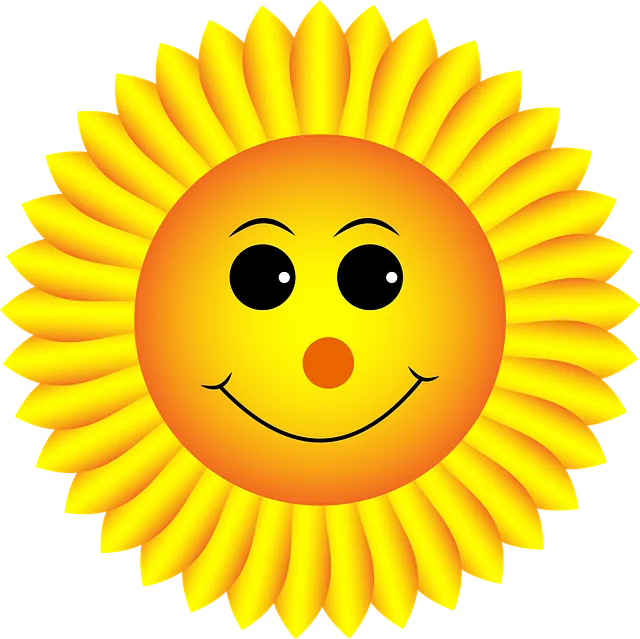 grafika przedstawiająca uśmiechnięte słoneczko